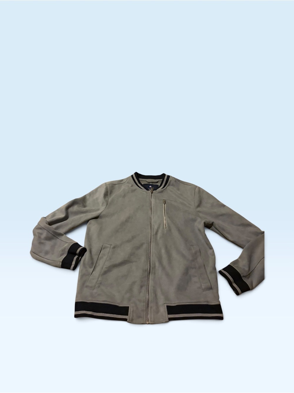 Ben Sherman Men's Gray Bomber Jacket with Contrast Trim
